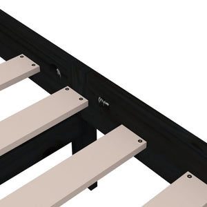 Sängram svart massivt trä 150x200 cm