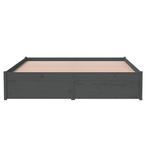 Sängram grå massivt trä 140x200 cm