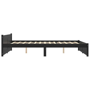 Sängram svart massivt trä 140x190 cm