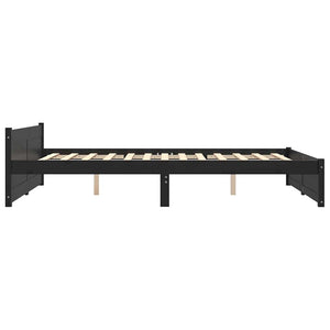 Sängram svart massivt trä 150x200 cm
