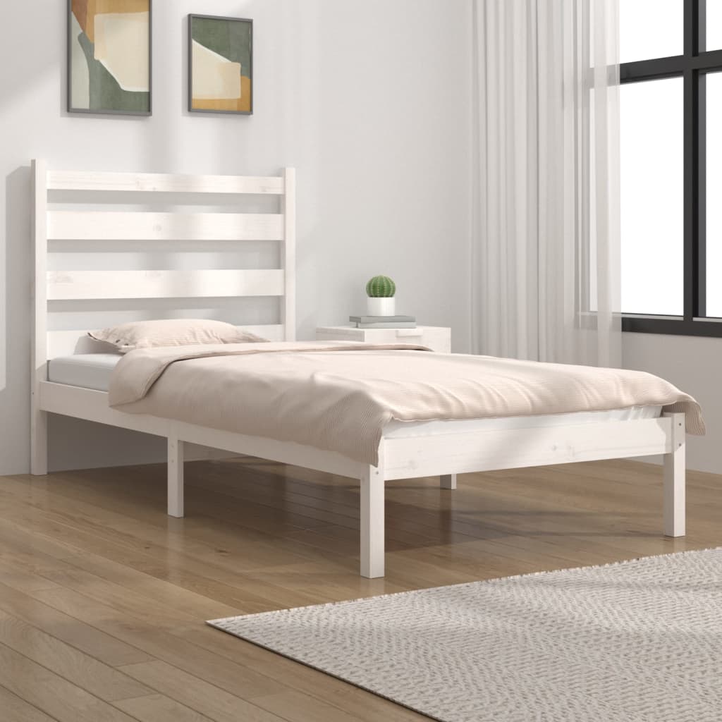 Sängram vit massiv furu 100x200 cm enkelsäng
