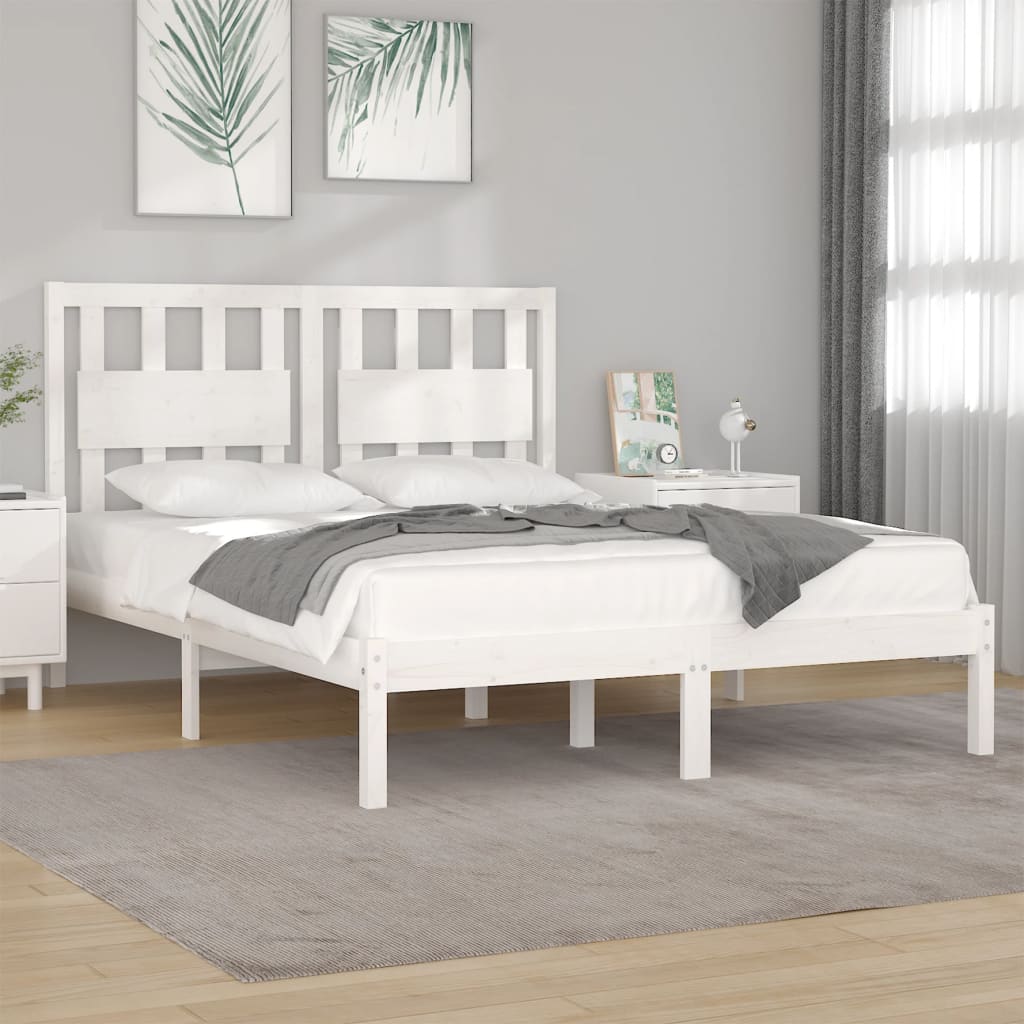 Sängram vit massiv furu 160x200 cm