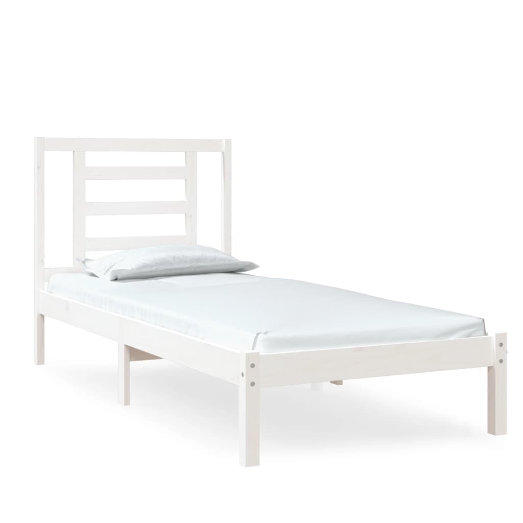 Sängram vit massivt trä 75x190 cm