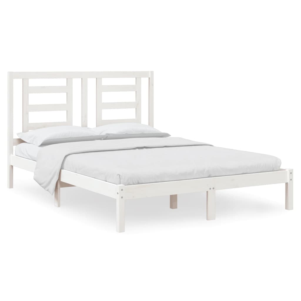 Sängram utan madrass vit 140x190 cm massiv furu