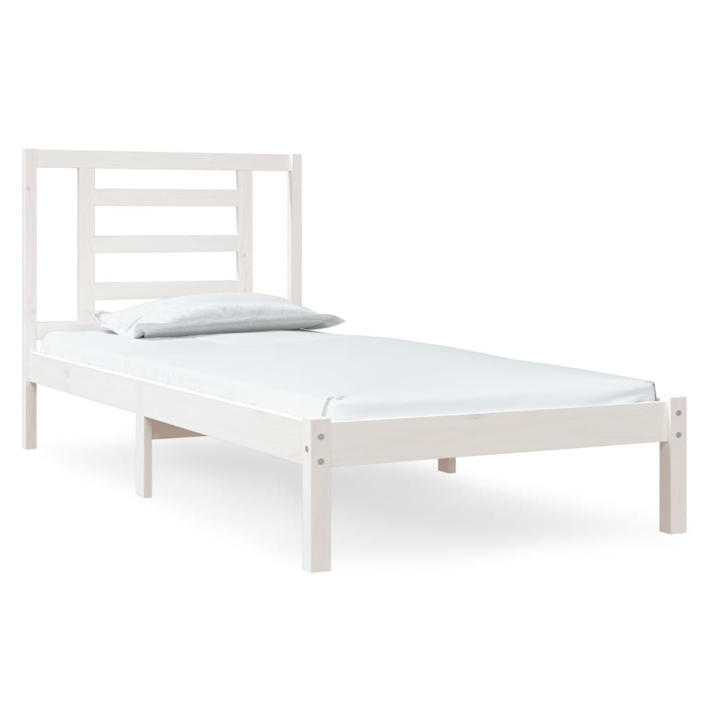 Sängram utan madrass vit 90x200 cm massiv furu