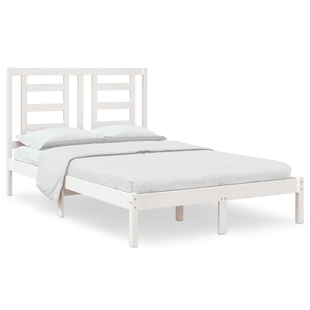 Sängram utan madrass vit 120x200 cm massiv furu