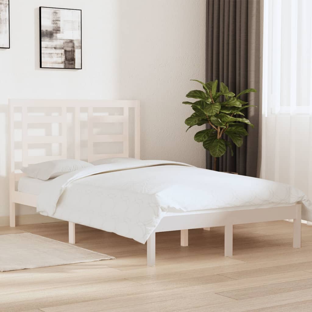 Sängram utan madrass vit 120x200 cm massiv furu