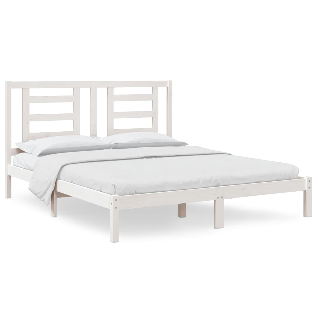 Sängram utan madrass vit 160x200 cm massiv furu