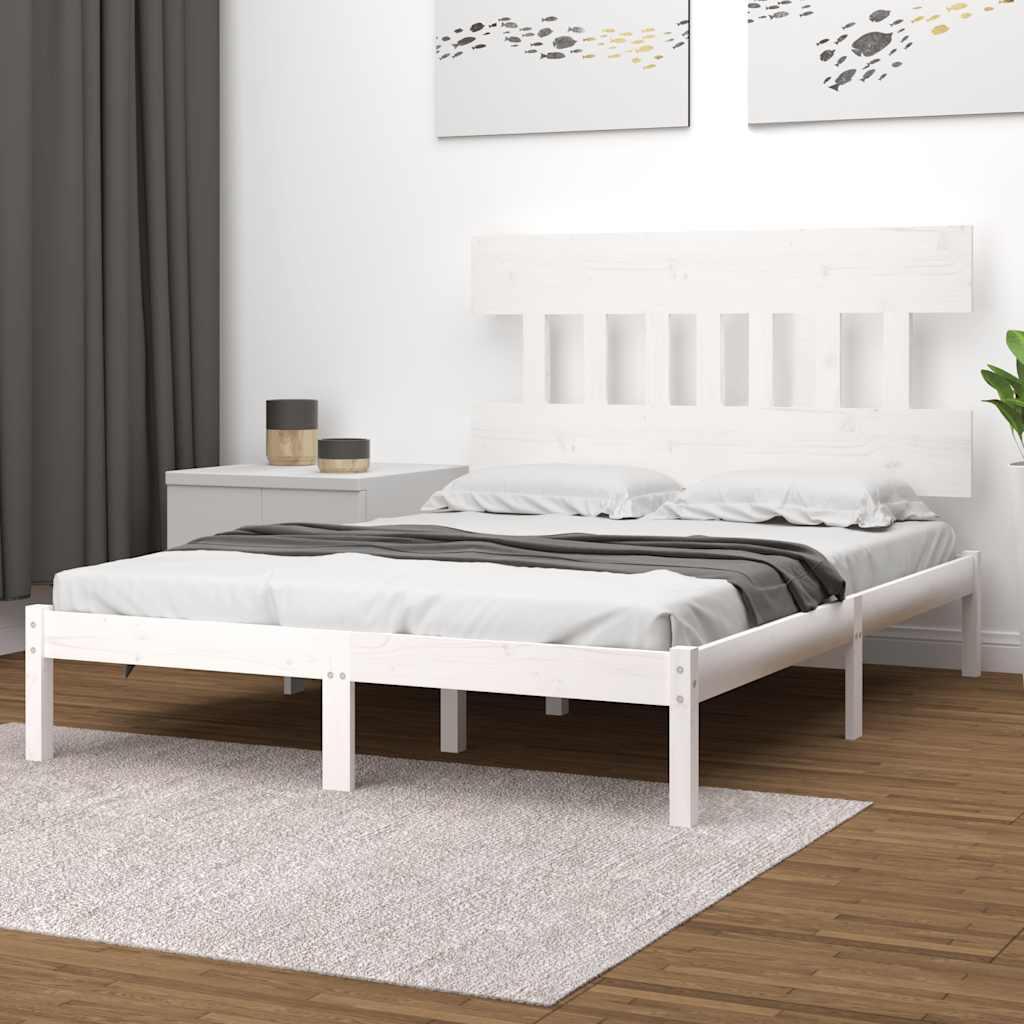 Sängram vit massivt trä 200x200 cm
