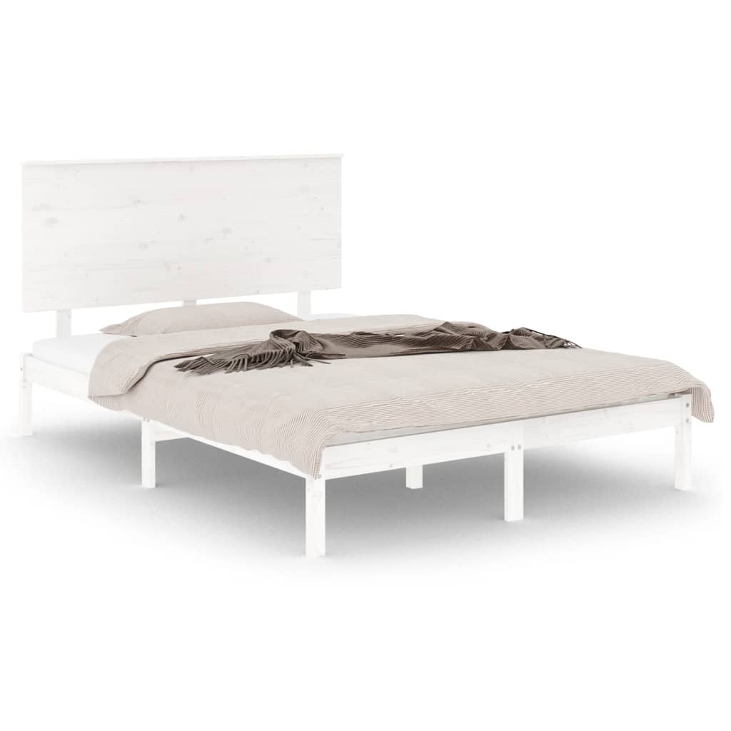 Sängram utan madrass vit 120x200 cm massiv furu