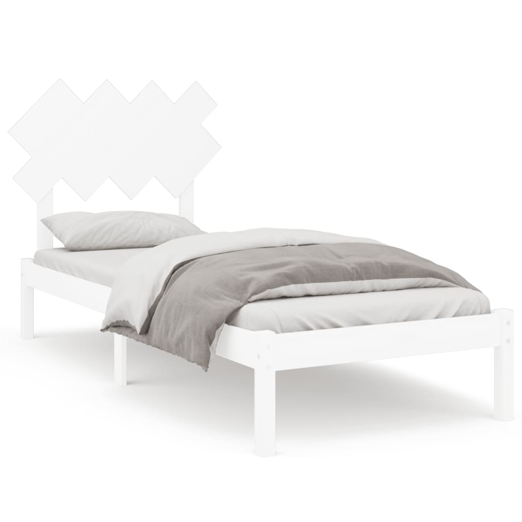 Sängram massiv furu 90x190 cm vit