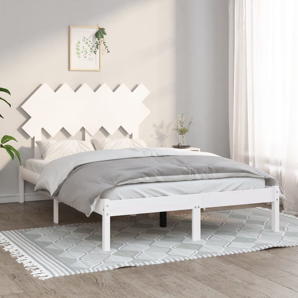 Sängram massiv furu 135x190 cm vit