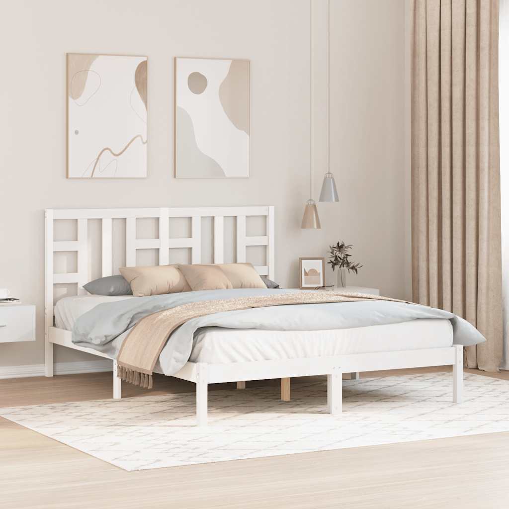 Sängram vit massivt trä 150x200 cm