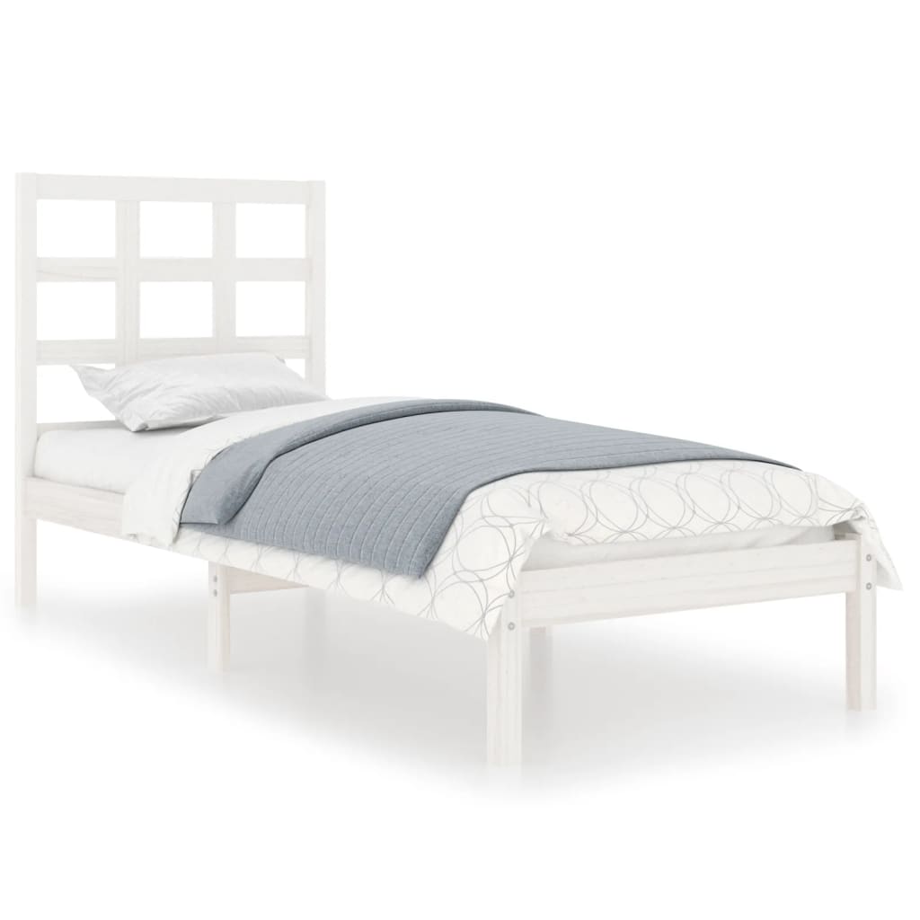 Sängram vit massivt trä 75x190 cm