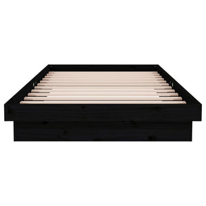 Sängram svart massivt trä 100x200 cm