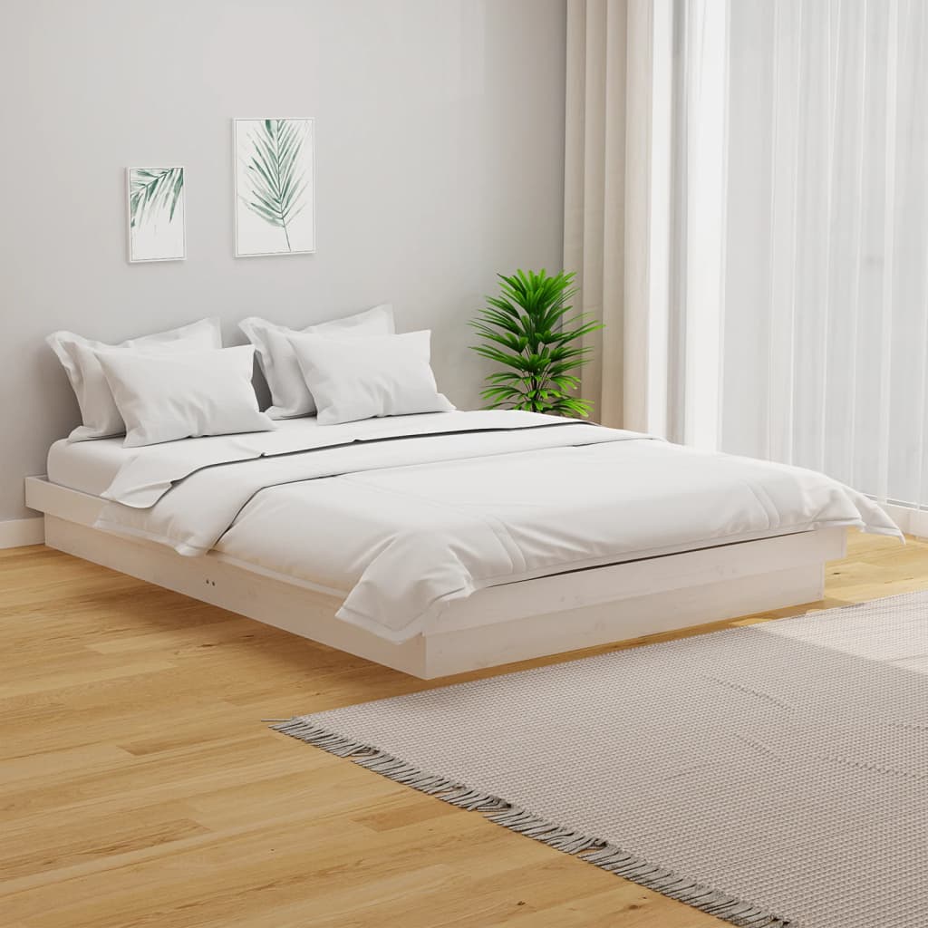 Sängram vit massivt trä 120x200 cm