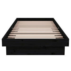 Sängram svart massiv furu 75x190 cm