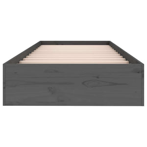 Sängram grå massivt trä 75x190 cm