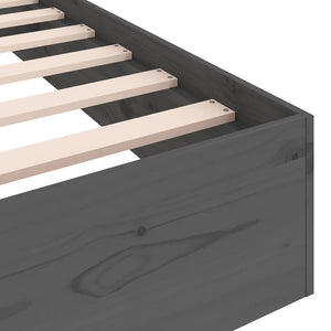 Sängram grå massivt trä 75x190 cm