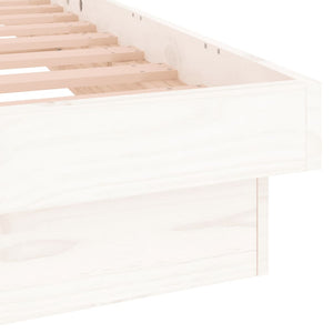 Sängram LED vit 90x190 cm massivt trä