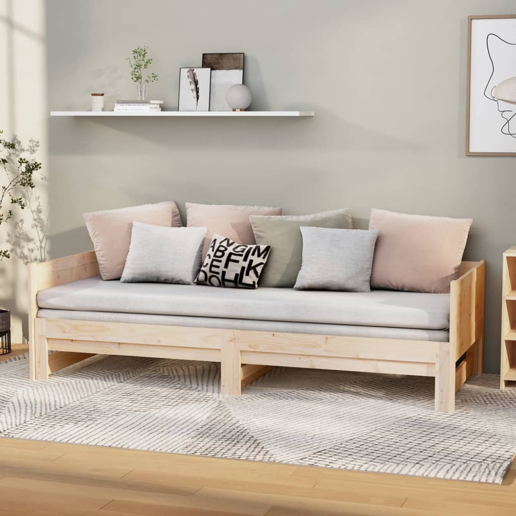 Utdragbar dagbädd massiv furu 2x(90x190) cm