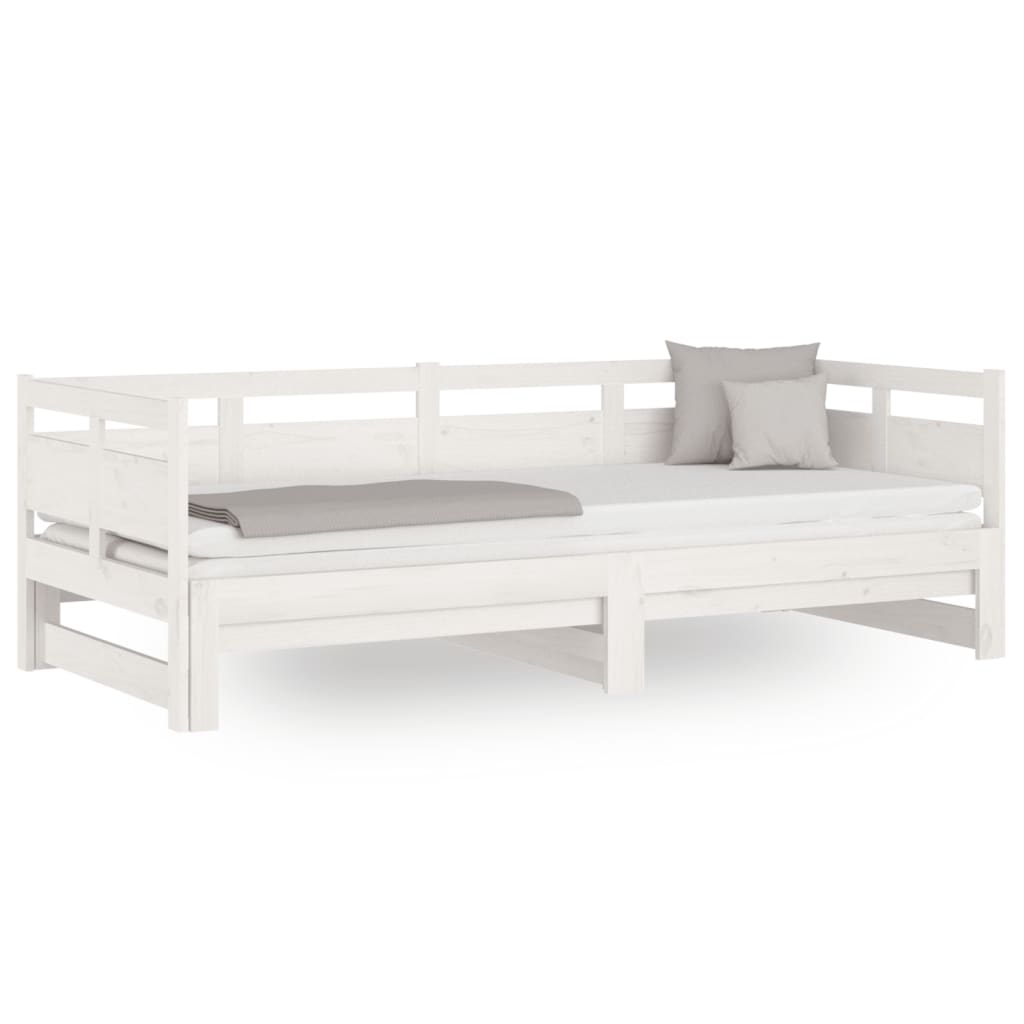 Dagbädd utdragbar vit massiv furu 2x(90x200) cm