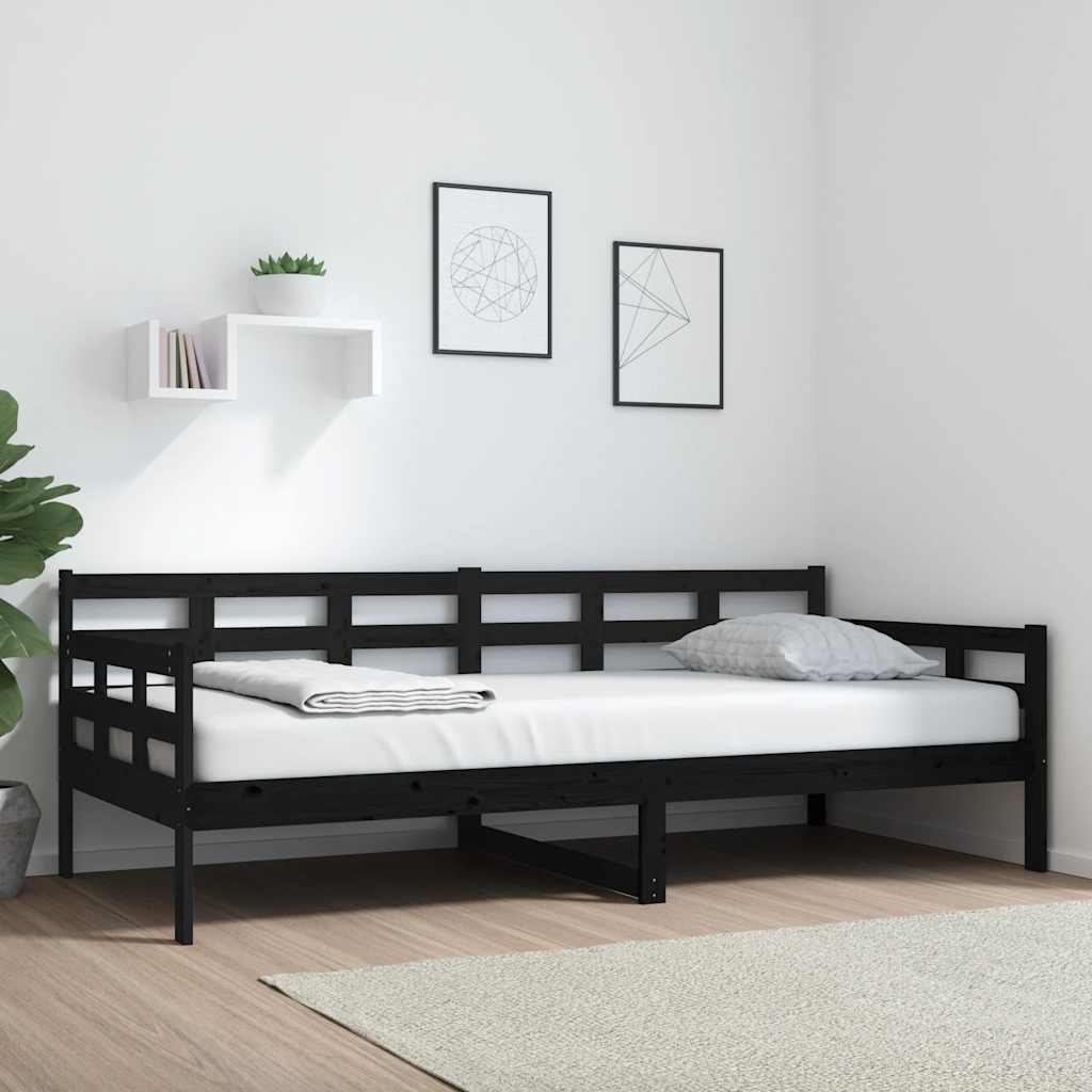 Dagbädd svart 90x200 cm massiv furu