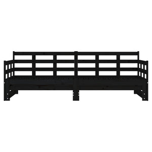 Bäddsoffa svart massiv furu 2x(90x190) cm