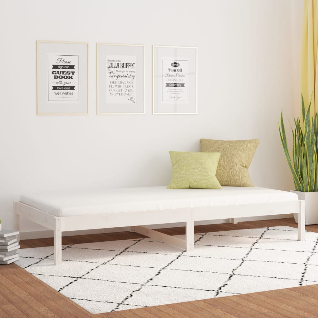 Dagbädd utan madrass vit 90x200 cm massiv furu