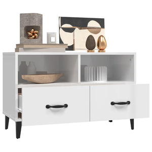 Tv-bänk vit högglans 80x36x50 cm konstruerat trä