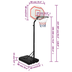 Basketkorg med stativ vit 237-307 cm polyeten