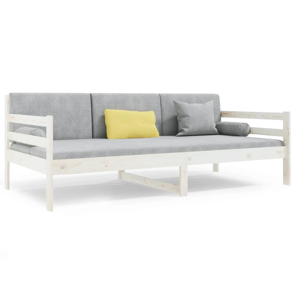 Dagbädd utan madrass vit 90x190 cm massiv furu
