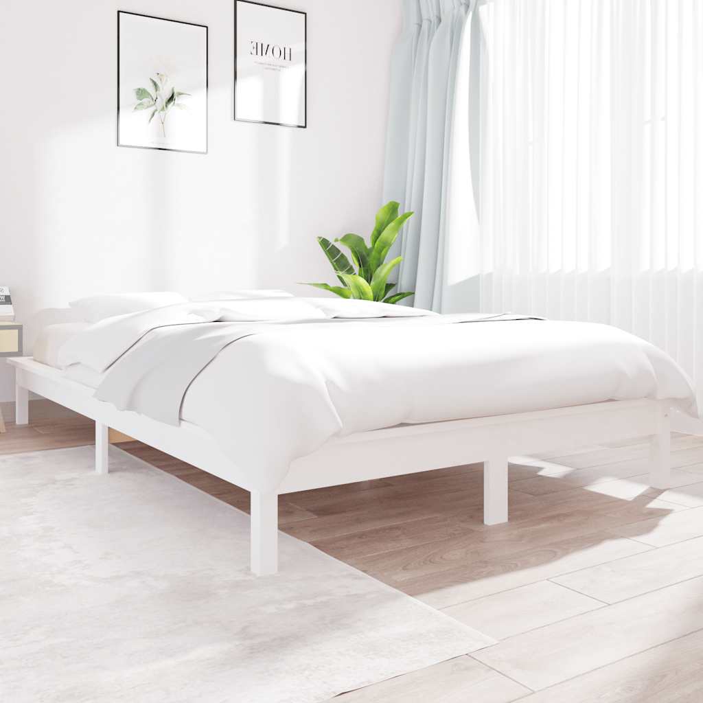 Sängram 180x200 cm massiv furu vit