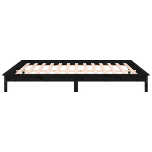 Sängram LED svart 120x190 cm massivt trä