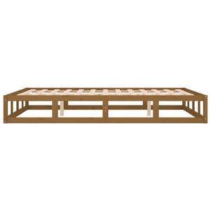 Sängram massivt trä 150x200 cm honungsbrun