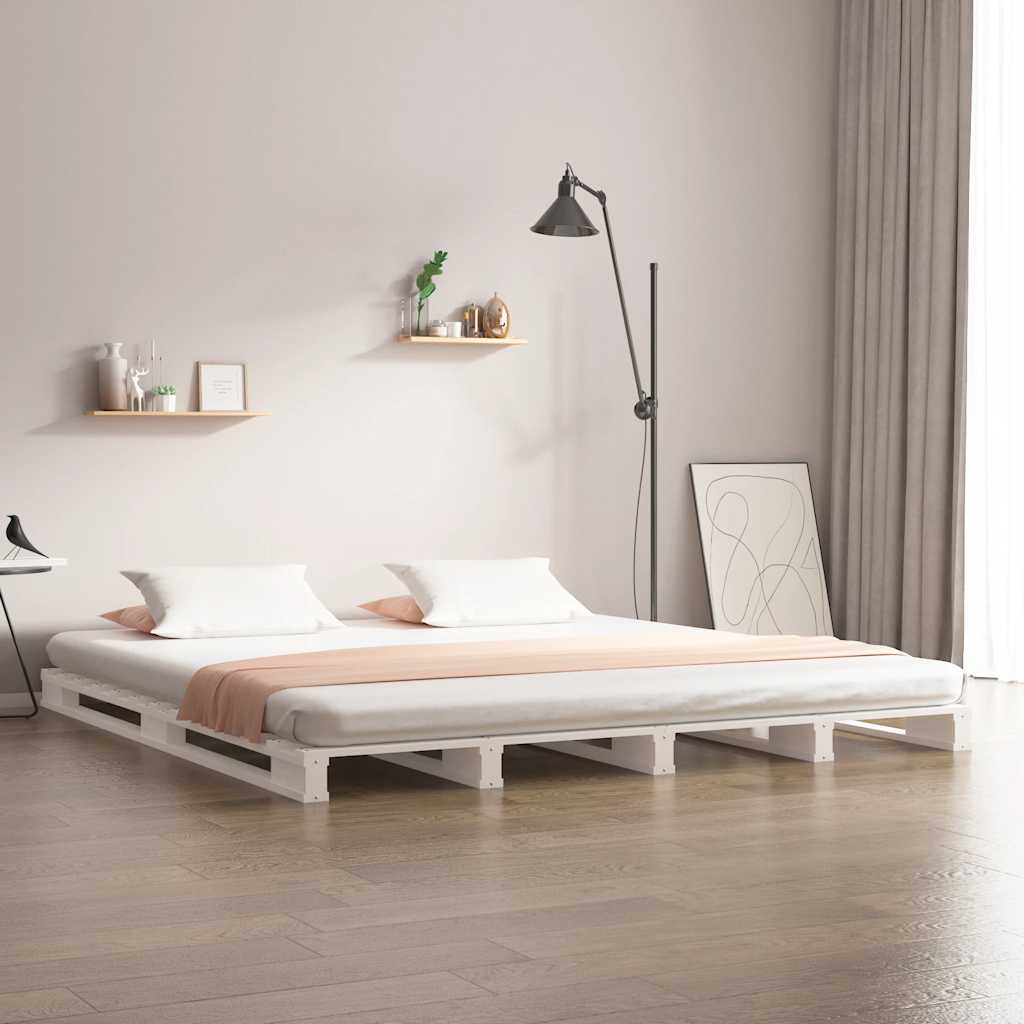 Pallsäng vit 200x200 cm massiv furu