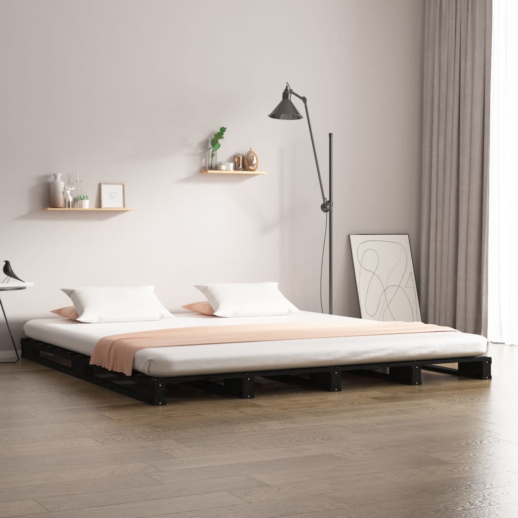 Pallsäng 120x190 cm massiv furu svart