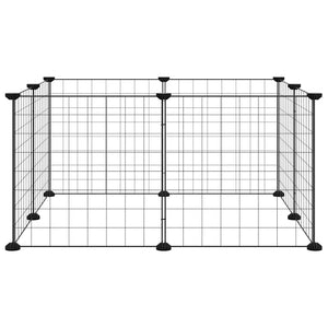 Husdjursbur med 8 paneler svart 35x35 cm stål