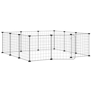 Husdjursbur med 12 paneler och dörr svart 35x35 cm stål