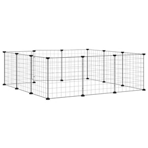 Husdjursbur med 12 paneler och dörr svart 35x35 cm stål