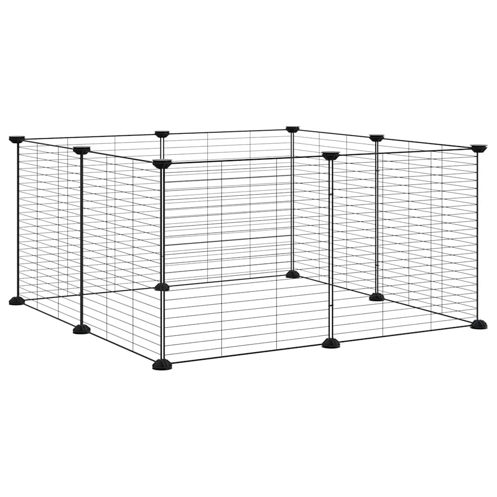Husdjursbur med 8 paneler svart 70x70x35 cm stål
