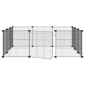 Husdjursbur med 12 paneler och dörr svart 35x35 cm stål