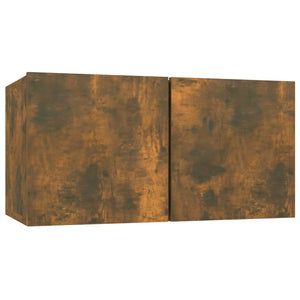 Tv-bänk 8 delar rökfärgad ek 60x30x30 cm konstruerat trä