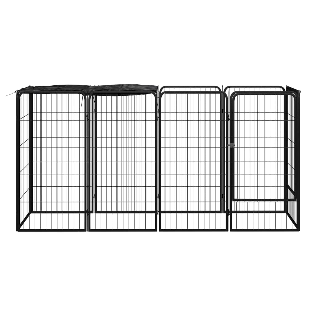 Hundbur 10 paneler svart 50x100 cm pulverlackerat stål