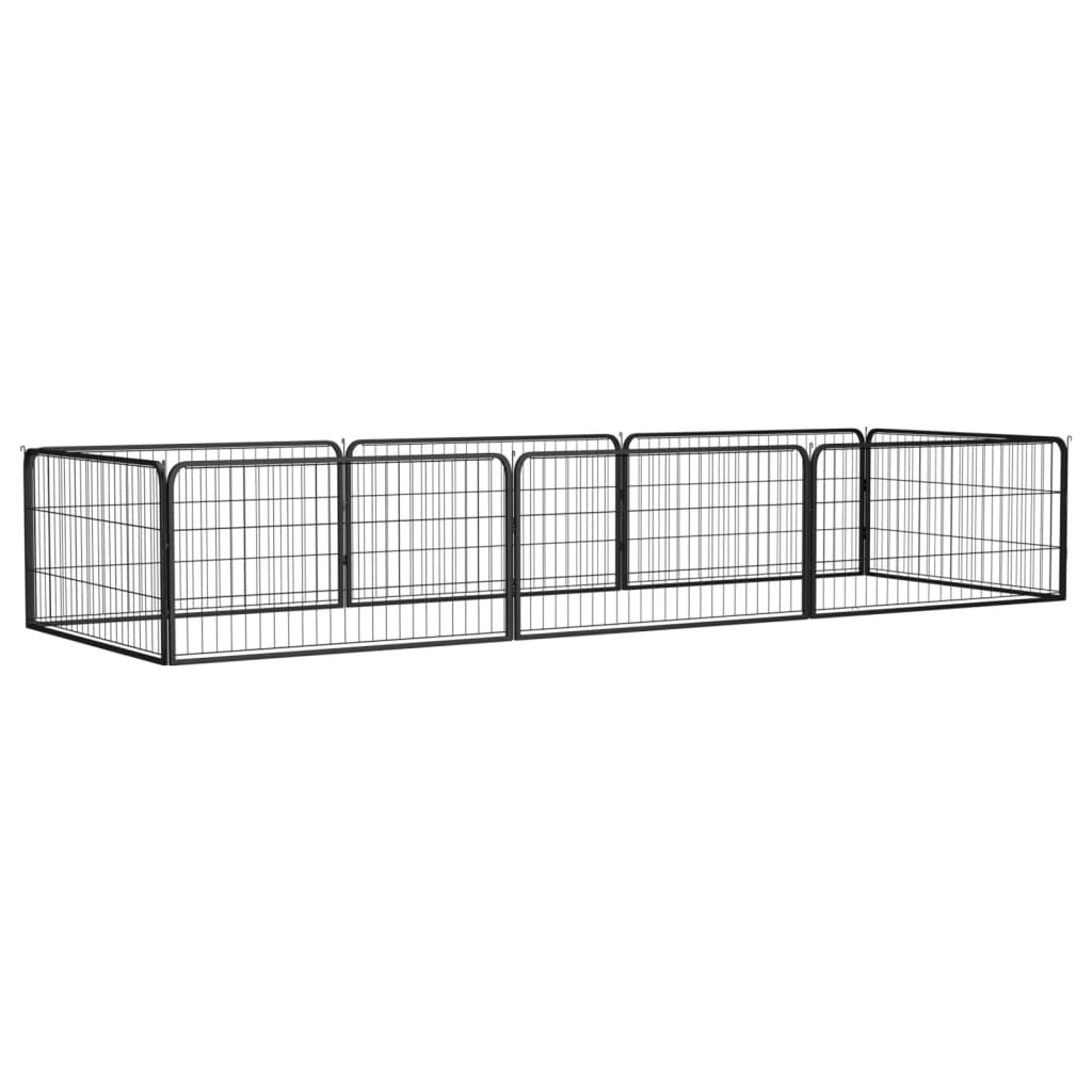 Hundbur 8 paneler svart 100x50 cm pulverlackerat stål