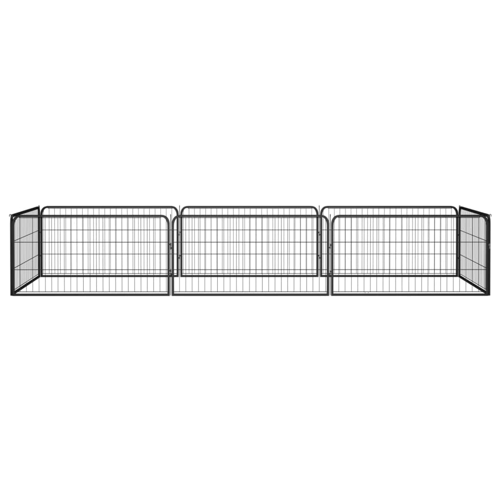 Hundbur 8 paneler svart 100x50 cm pulverlackerat stål