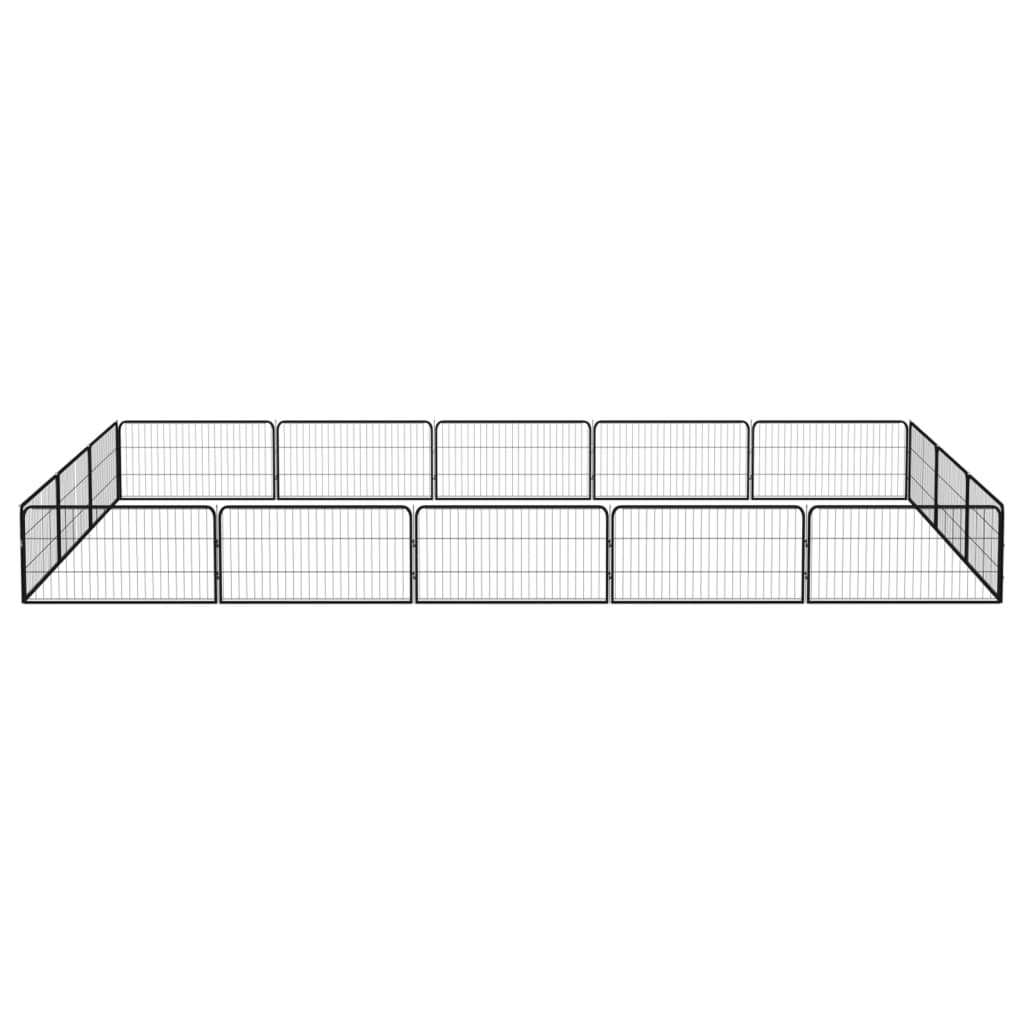 Hundbur 16 paneler svart 100x50 cm pulverlackerat stål