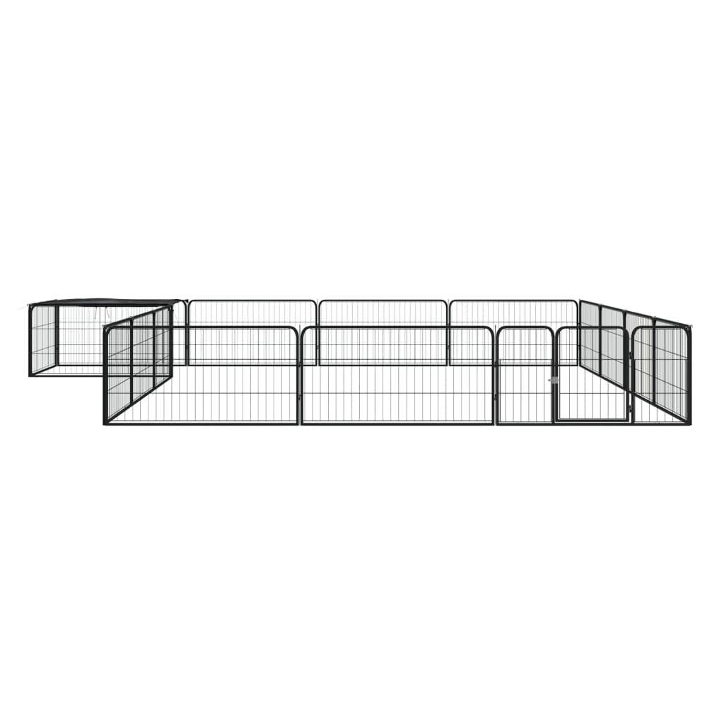 Hundbur 16 paneler svart 100x50 cm pulverlackerat stål