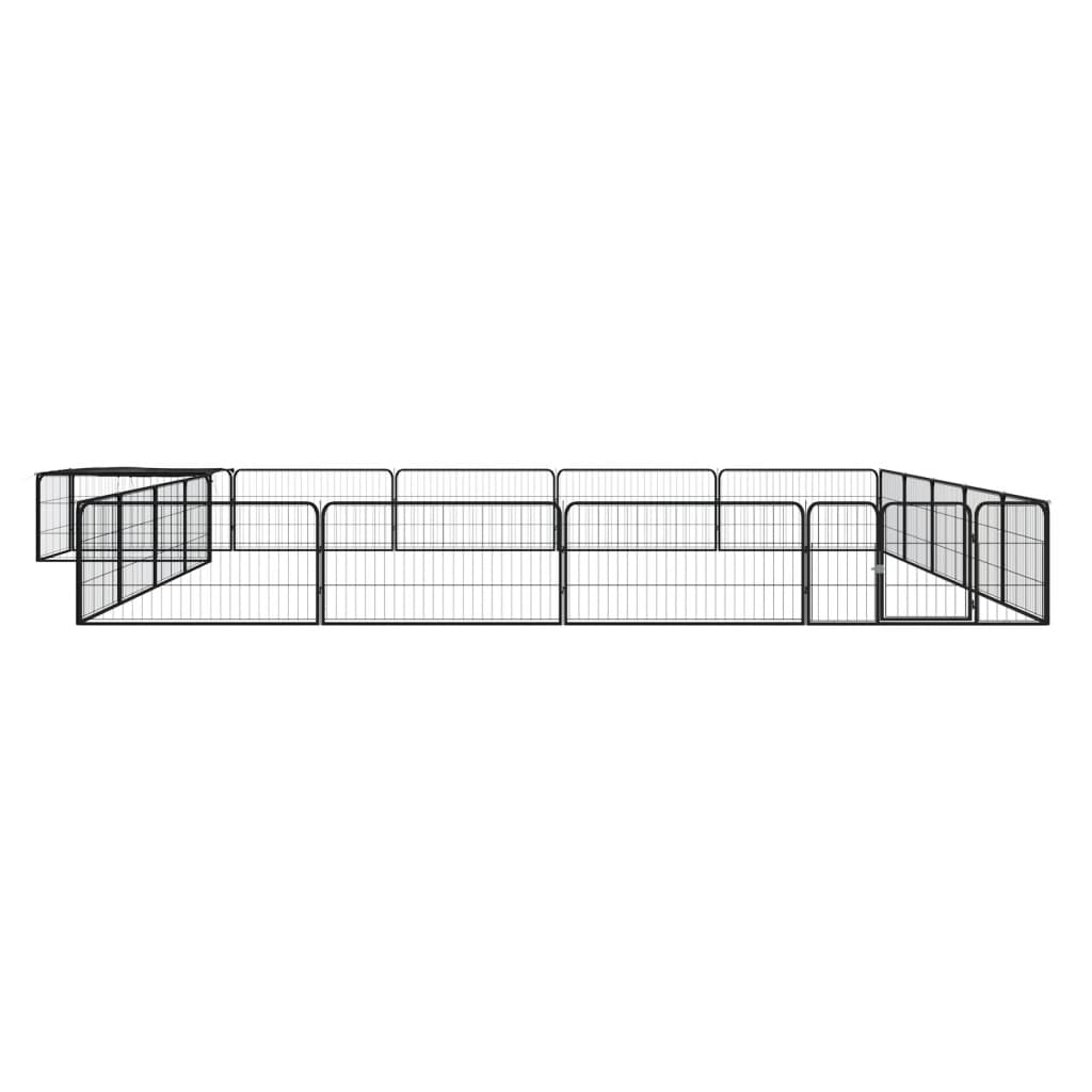 Hundbur 20 paneler svart 100x50 cm pulverlackerat stål