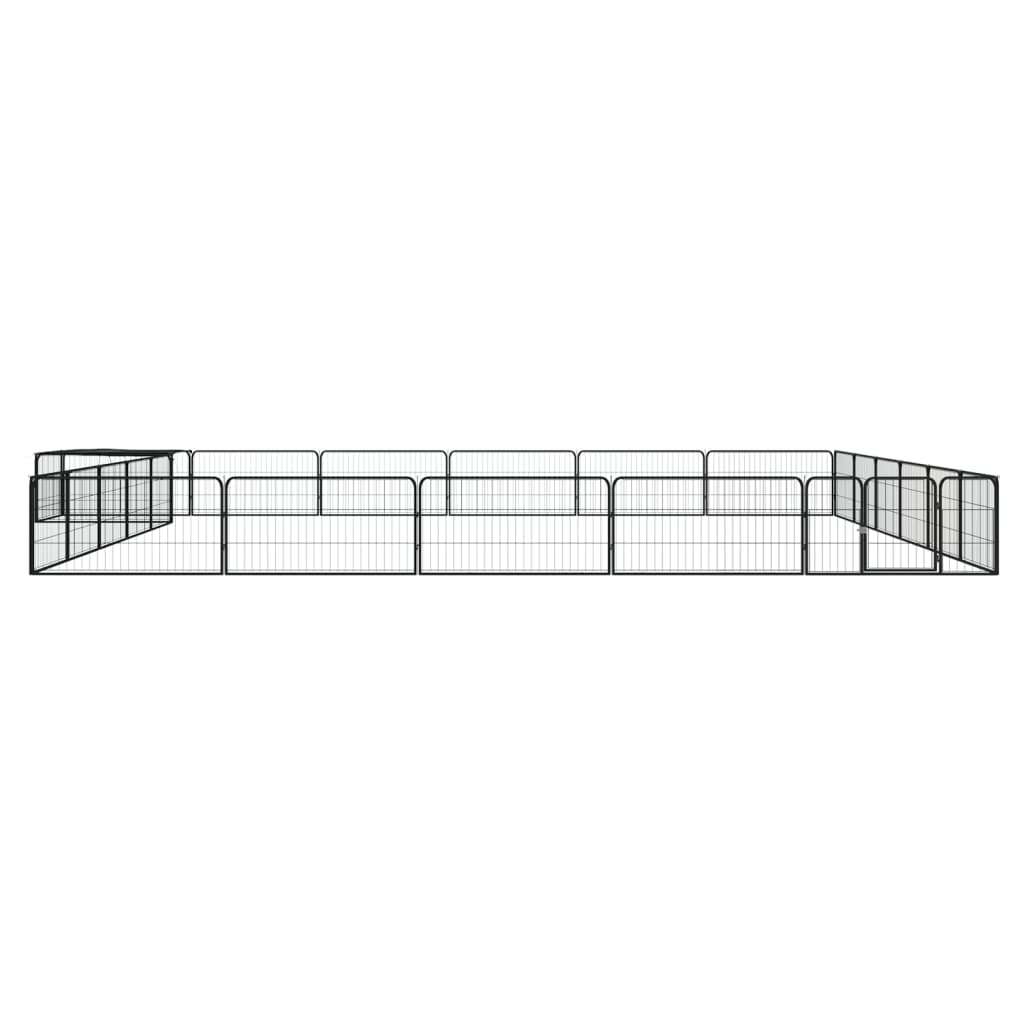 Hundbur 24 paneler svart 100x50 cm pulverlackerat stål